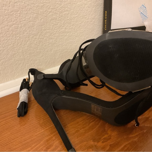 Lulus Womens Ledah Black Open Toe Lace Up Stiletto Gladiator Heels Size 8 - Picture 4 of 11